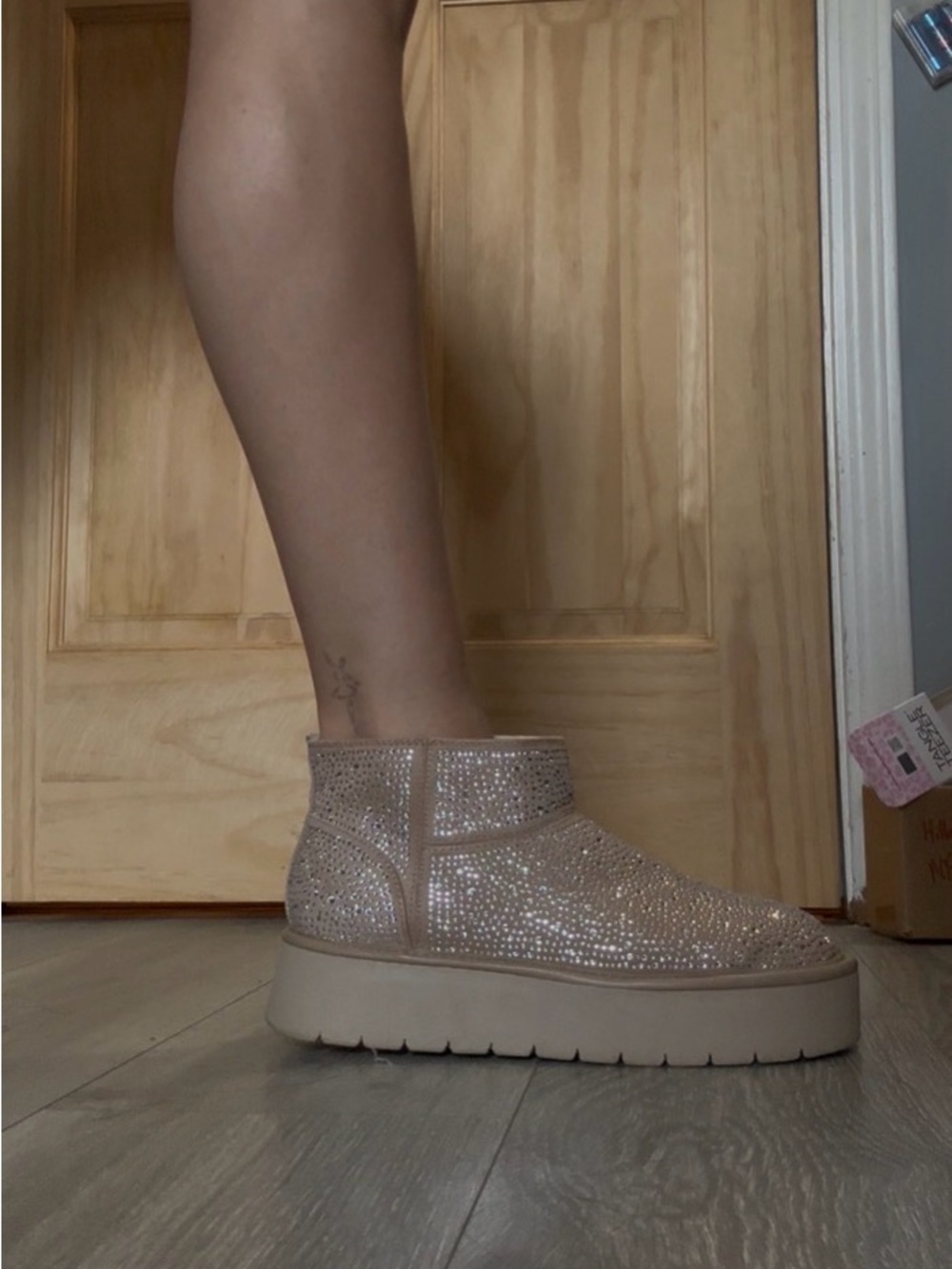 a new day Blush Rhinestone Platform Ankle Boots